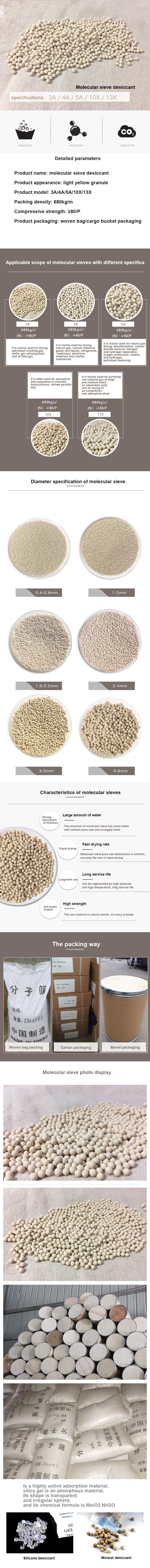 Zeolite Desiccant Molecular Sieve 5A Hydrogen Purification Column Drying And Purification Of Natural Gas CO2 Adsorption